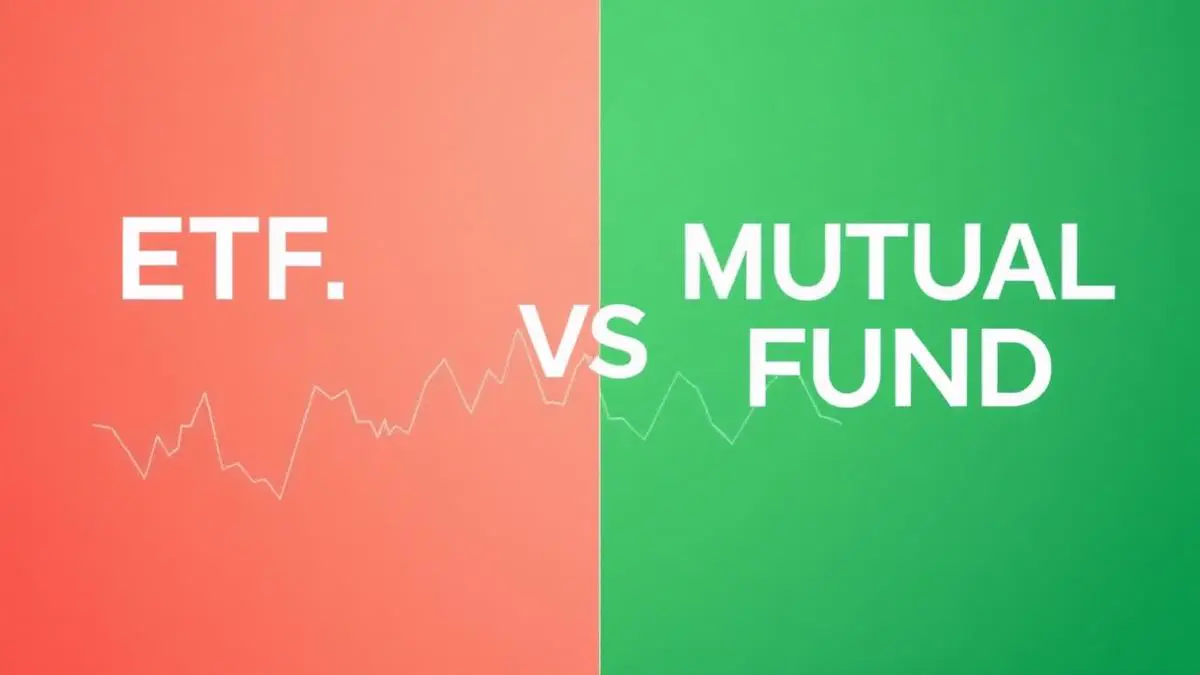 Grafična primerjava ETF in vzajemnega sklada z rdečo in zeleno stranjo — razlike v trgovanju in stroških